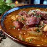 crockpot kielbasa cabbage soup - featured image