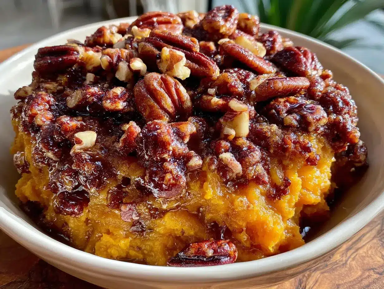 crockpot sweet potato casserole with pecan crumble preparation steps
