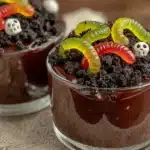 Easy Halloween Dirt Cups with Gummy Worms - featured image