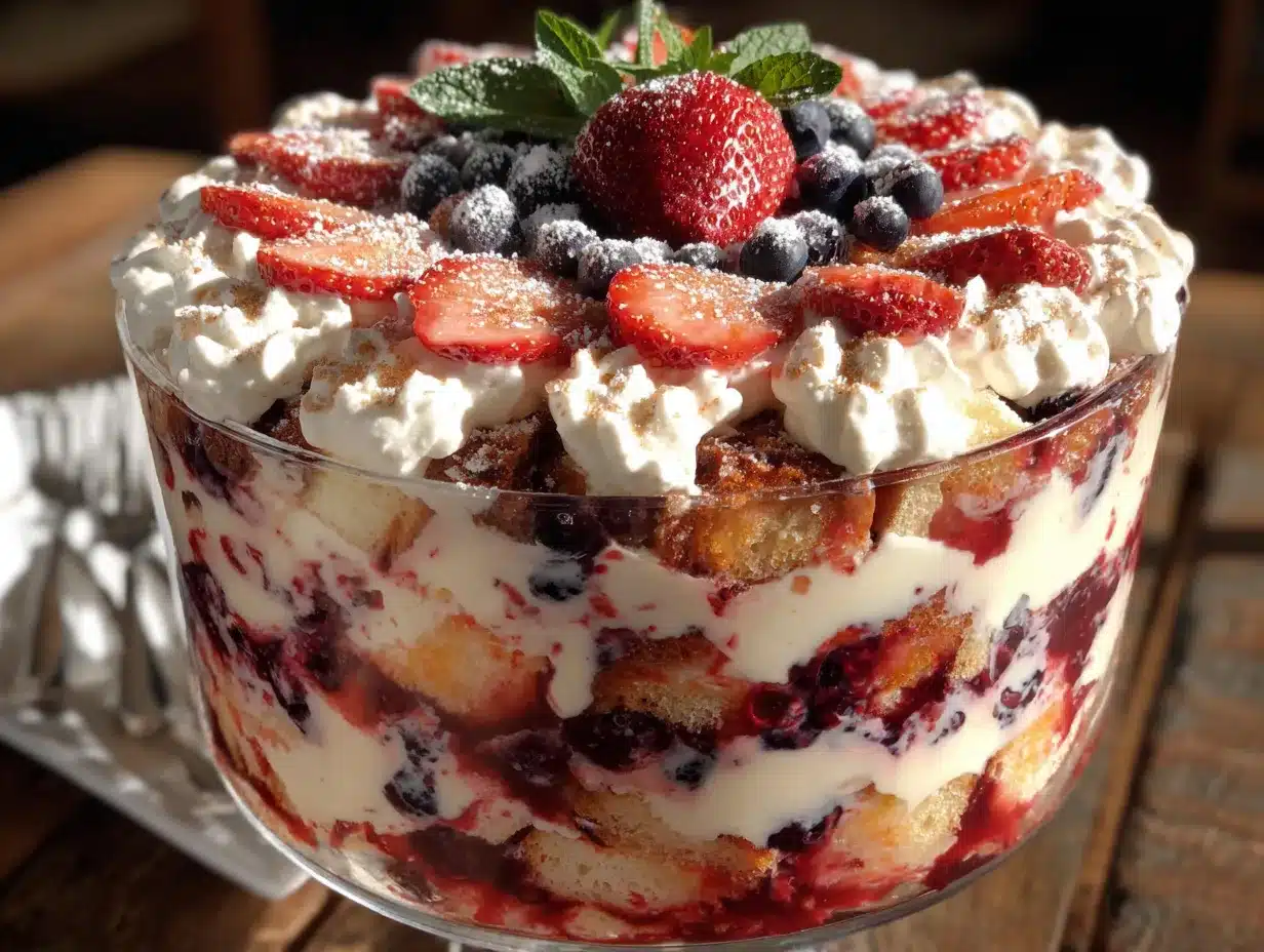 Easy Red White and Blue Berry Trifle for Labor Day preparation steps