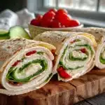 easy turkey pinwheel lunchbox roll-ups with cream cheese - featured image