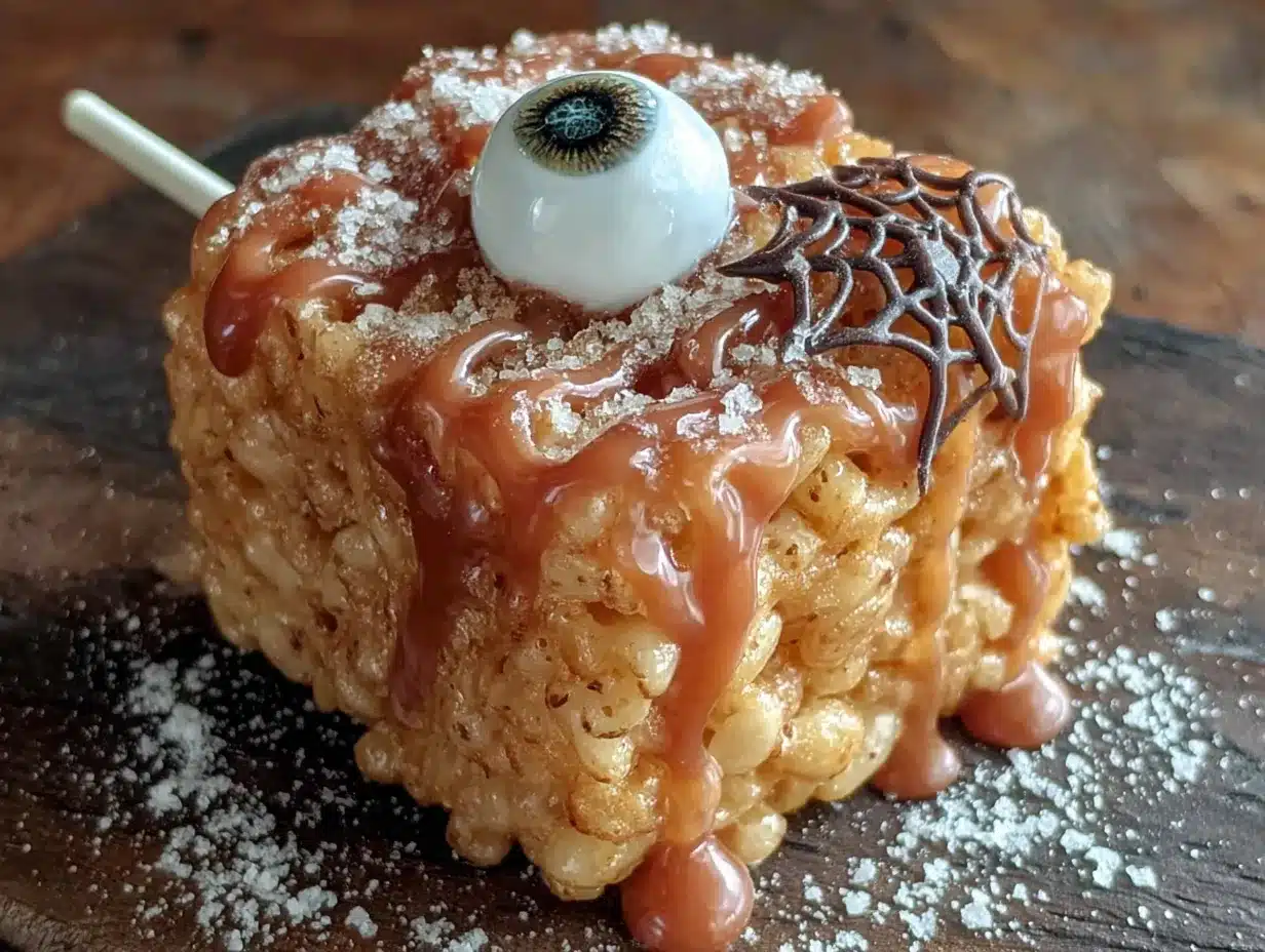 Halloween Rice Krispie Treat Pops preparation steps