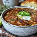 healthy turkey white bean chili - featured image