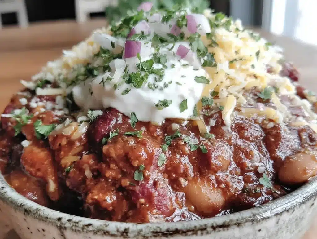 healthy turkey white bean chili - featured image