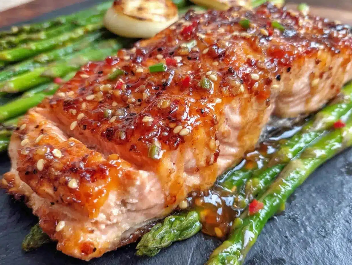 honey garlic salmon and asparagus preparation steps