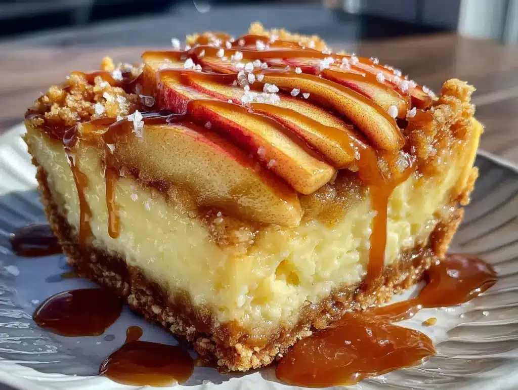 honeycrisp caramel apple cheesecake bars - featured image