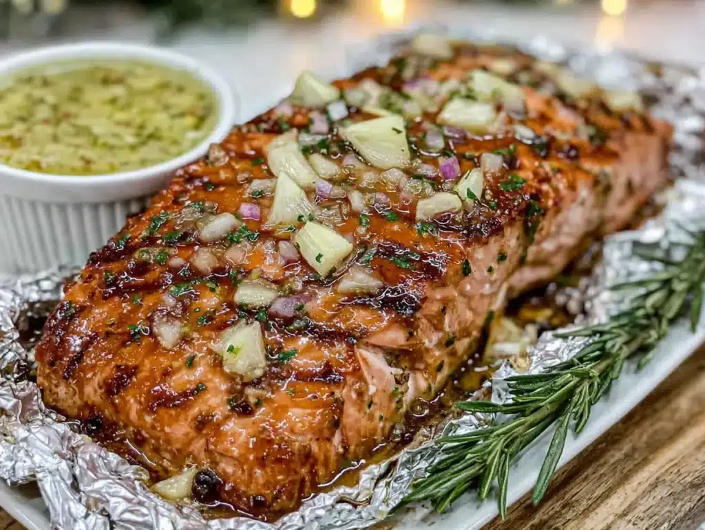 lemon garlic salmon in foil - featured image