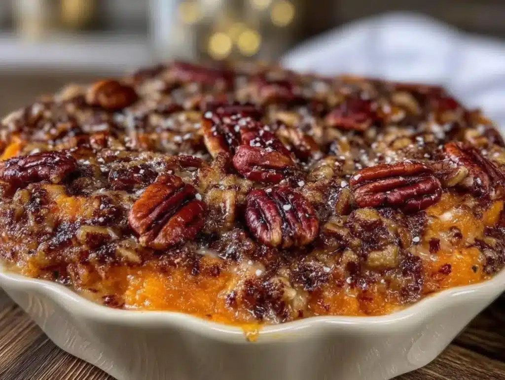 make-ahead sweet potato casserole with pecan streusel - featured image