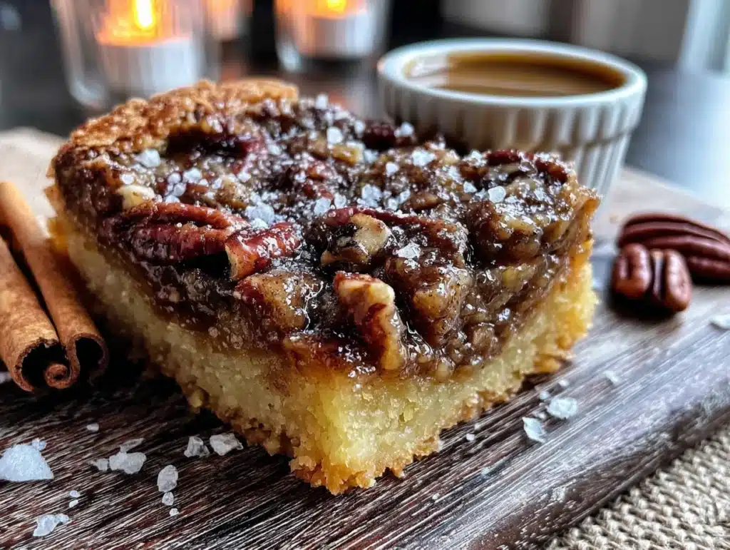 maple bourbon pecan pie bars - featured image