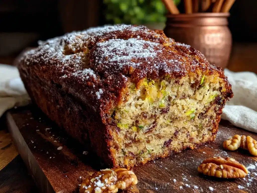 moist cinnamon zucchini bread with walnuts - featured image