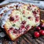 moist cranberry orange bread with vanilla glaze - featured image