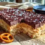 no-bake peanut butter pretzel bars - featured image