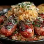 Oktoberfest bratwurst and sauerkraut skillet - featured image
