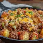 one-pan cheesy ground beef skillet - featured image