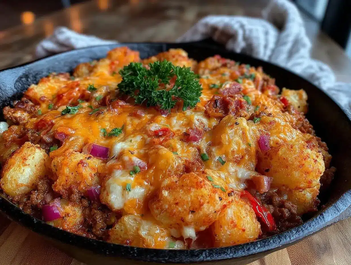 one-pan cheesy ground beef skillet preparation steps