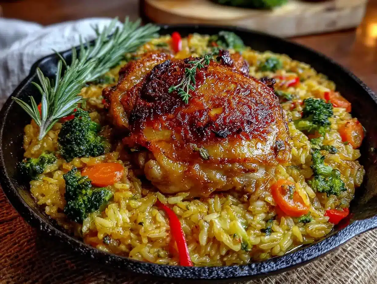 one-pan chicken and rice preparation steps