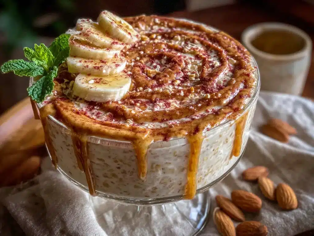 peanut butter banana overnight oats - featured image