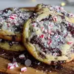 peppermint bark chocolate chip cookies - featured image