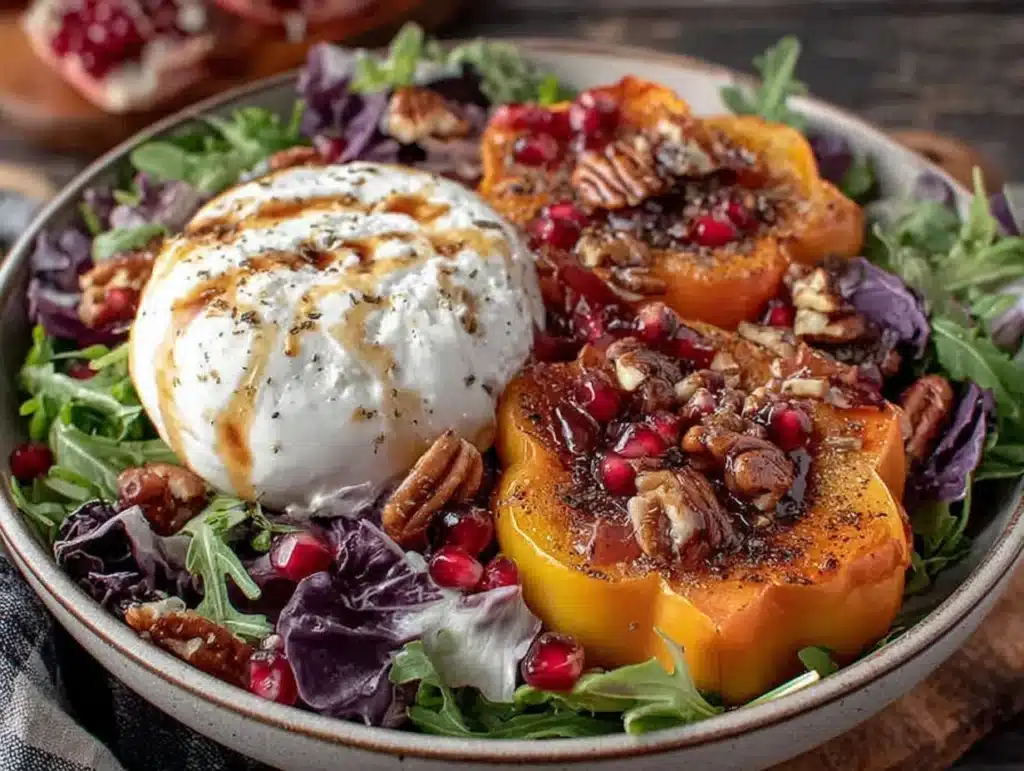 persimmon burrata fall salad - featured image