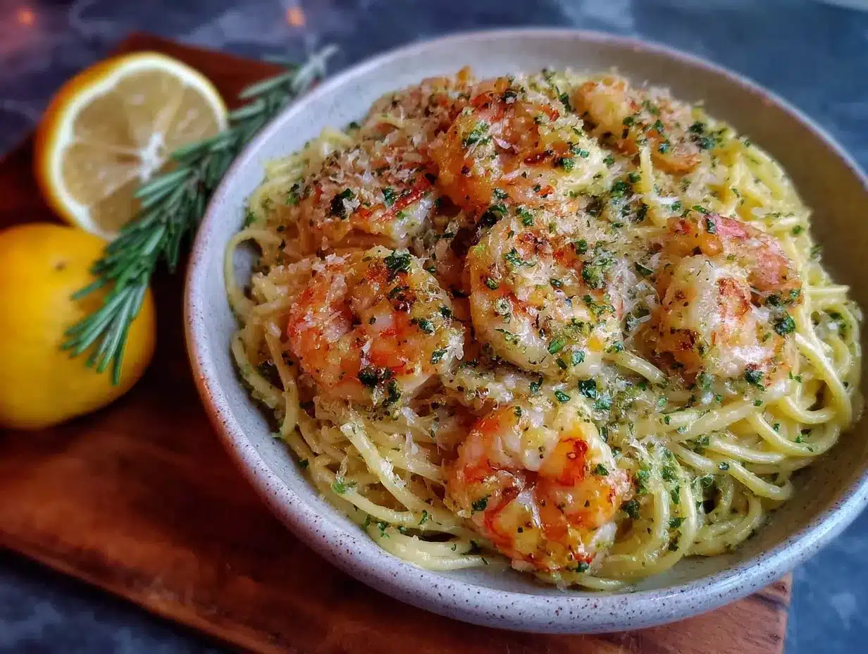 quick garlic butter shrimp pasta preparation steps