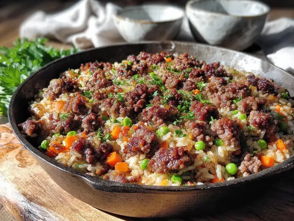 quick ground beef and rice skillet - featured image