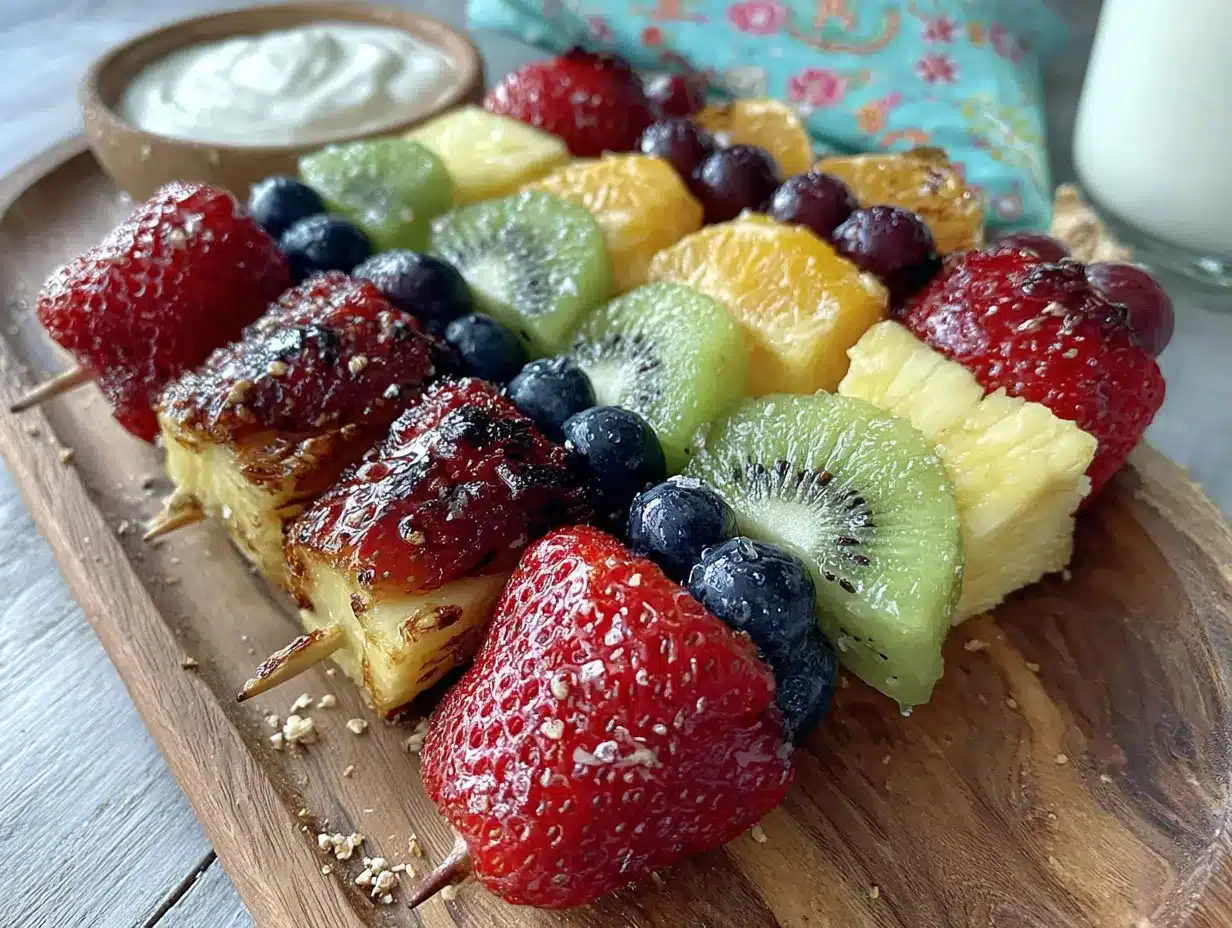rainbow fruit skewers preparation steps
