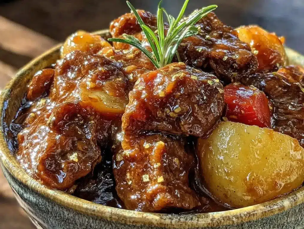 slow cooker beef and potato stew - featured image