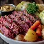 slow cooker corned beef and cabbage - featured image