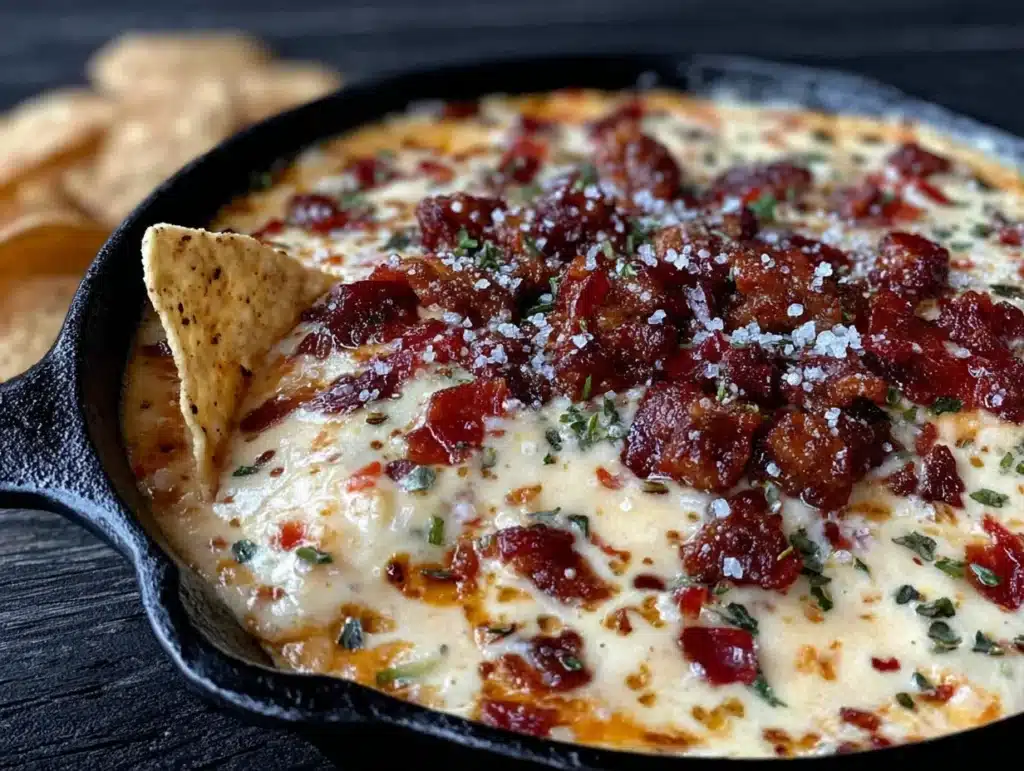 slow cooker queso dip with ground beef - featured image