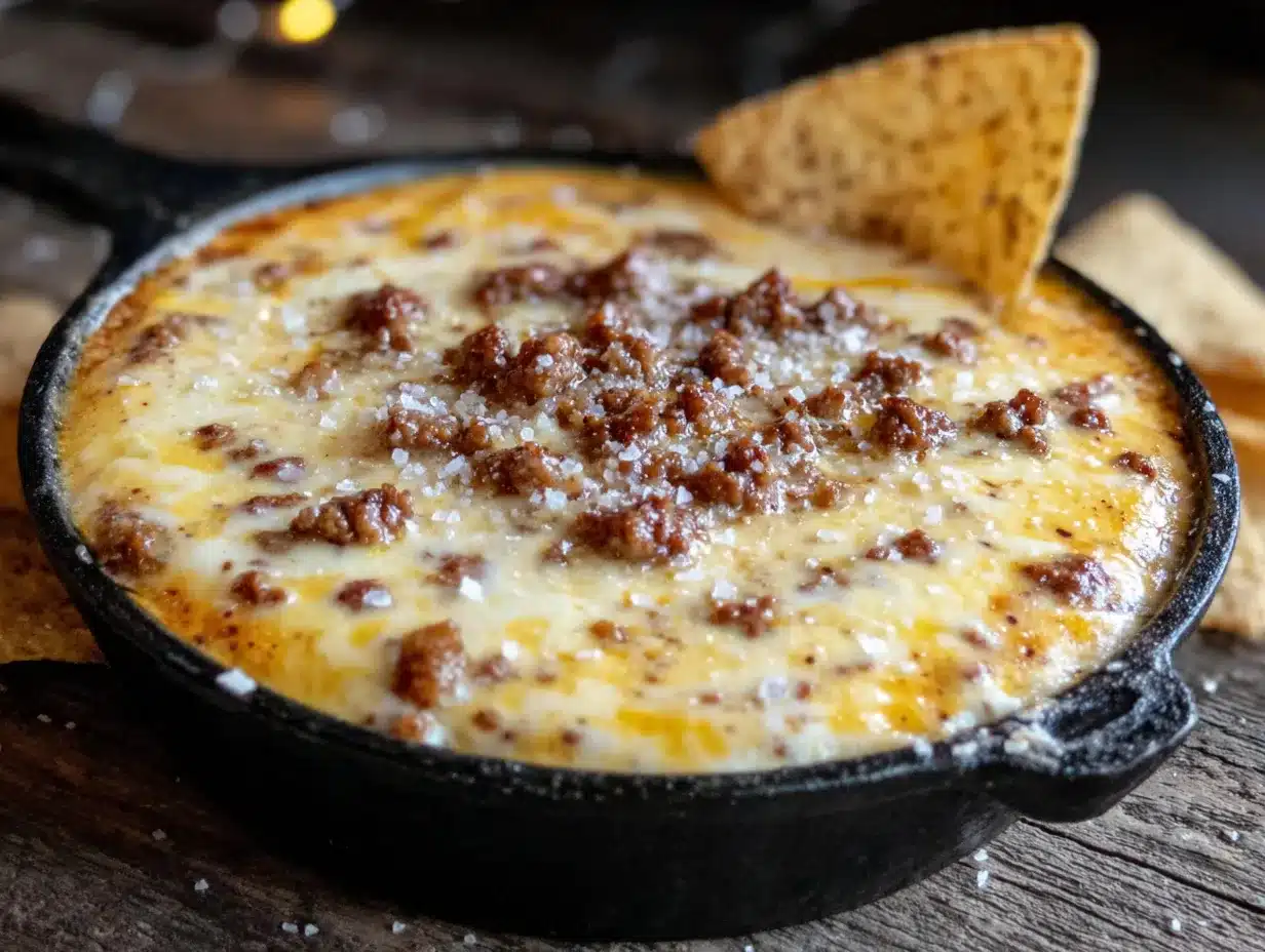 slow cooker queso dip with ground beef preparation steps
