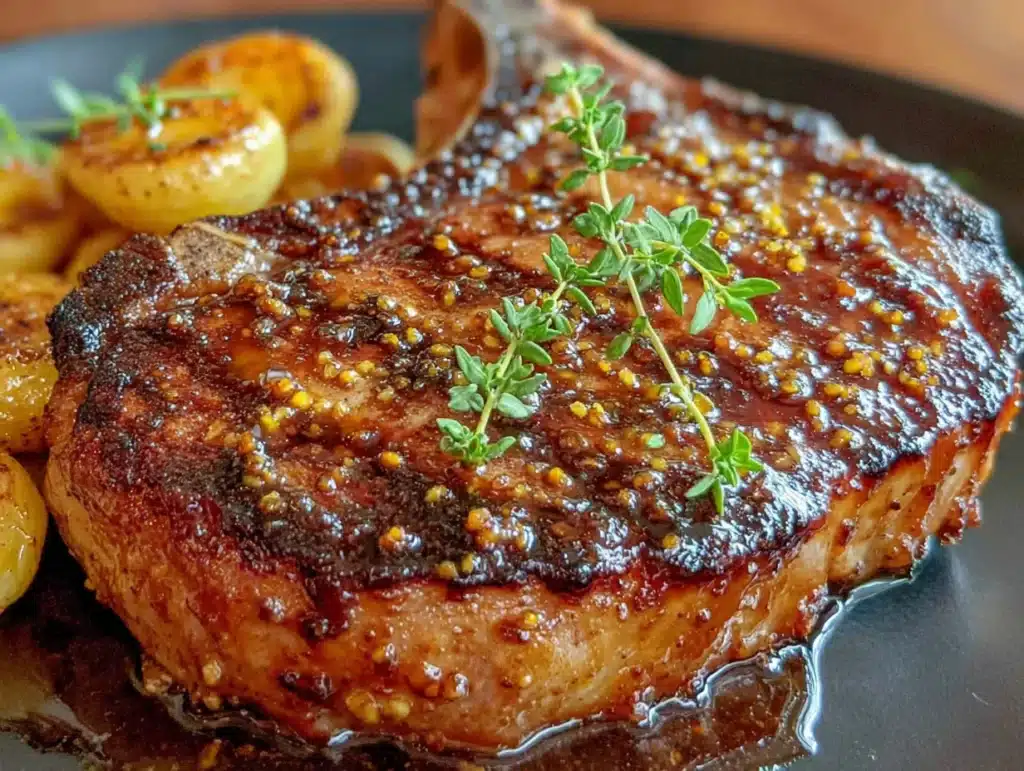 sticky honey garlic pork chops - featured image