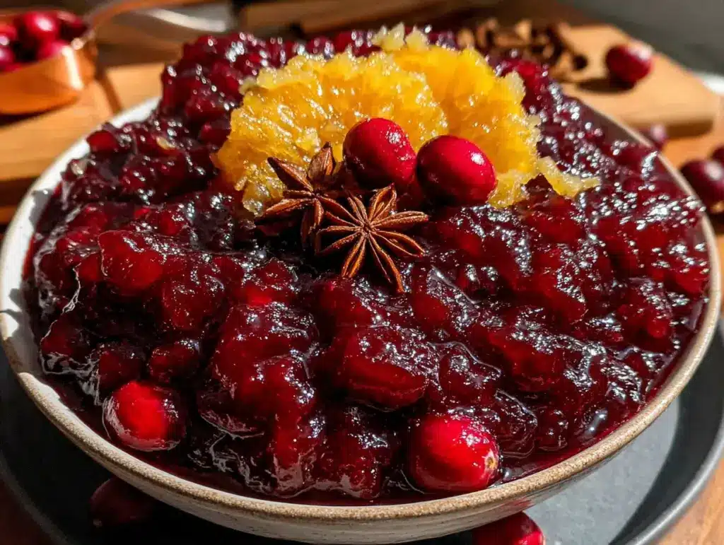 bright zesty cranberry orange ginger sauce - featured image
