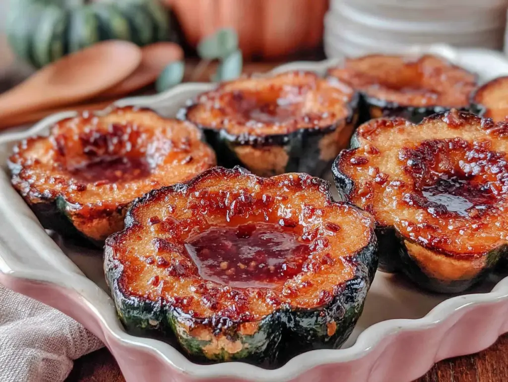 brown sugar roasted acorn squash with pecans - featured image