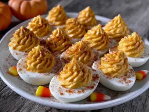 candy corn deviled eggs - featured image