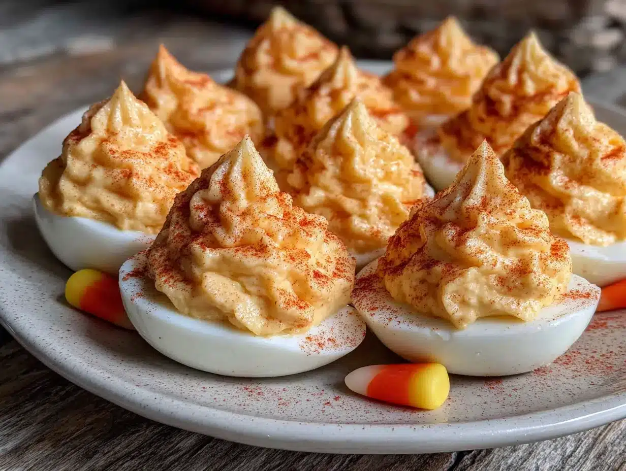 candy corn deviled eggs preparation steps