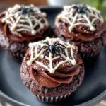chocolate spiderweb cupcakes - featured image