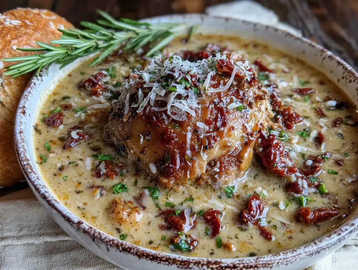 Cozy Marry Me Chicken Soup with Sun-Dried Tomatoes preparation steps