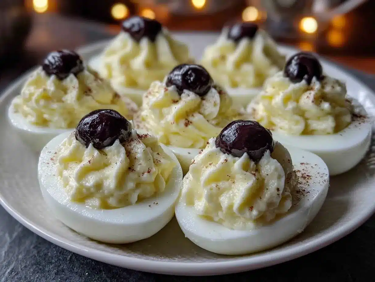 Cozy Spider Deviled Eggs preparation steps