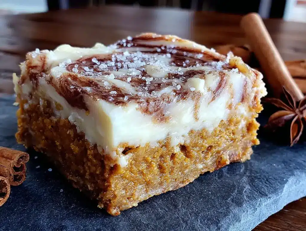 cream cheese swirl pumpkin bars - featured image