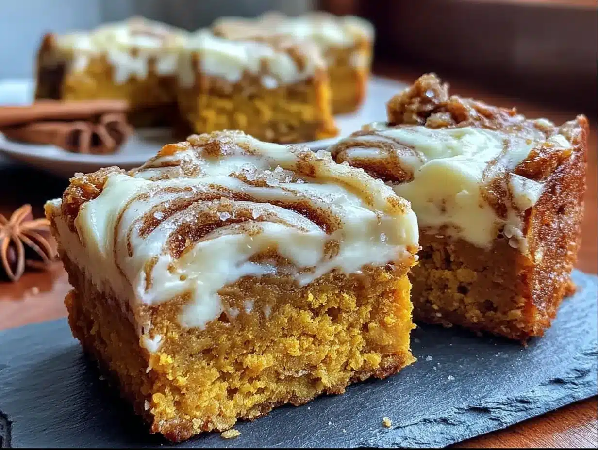 cream cheese swirl pumpkin bars preparation steps
