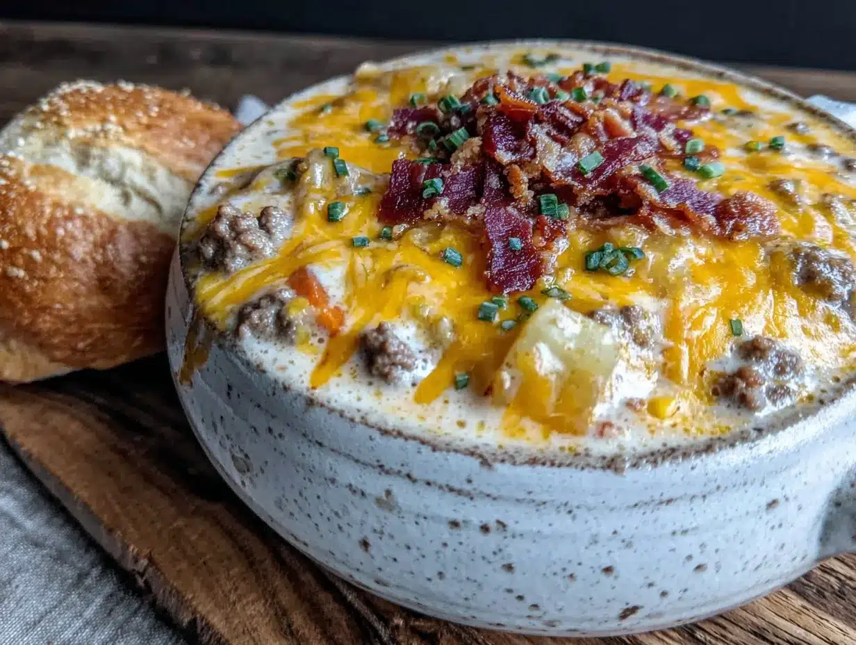 creamy crockpot cheeseburger soup preparation steps