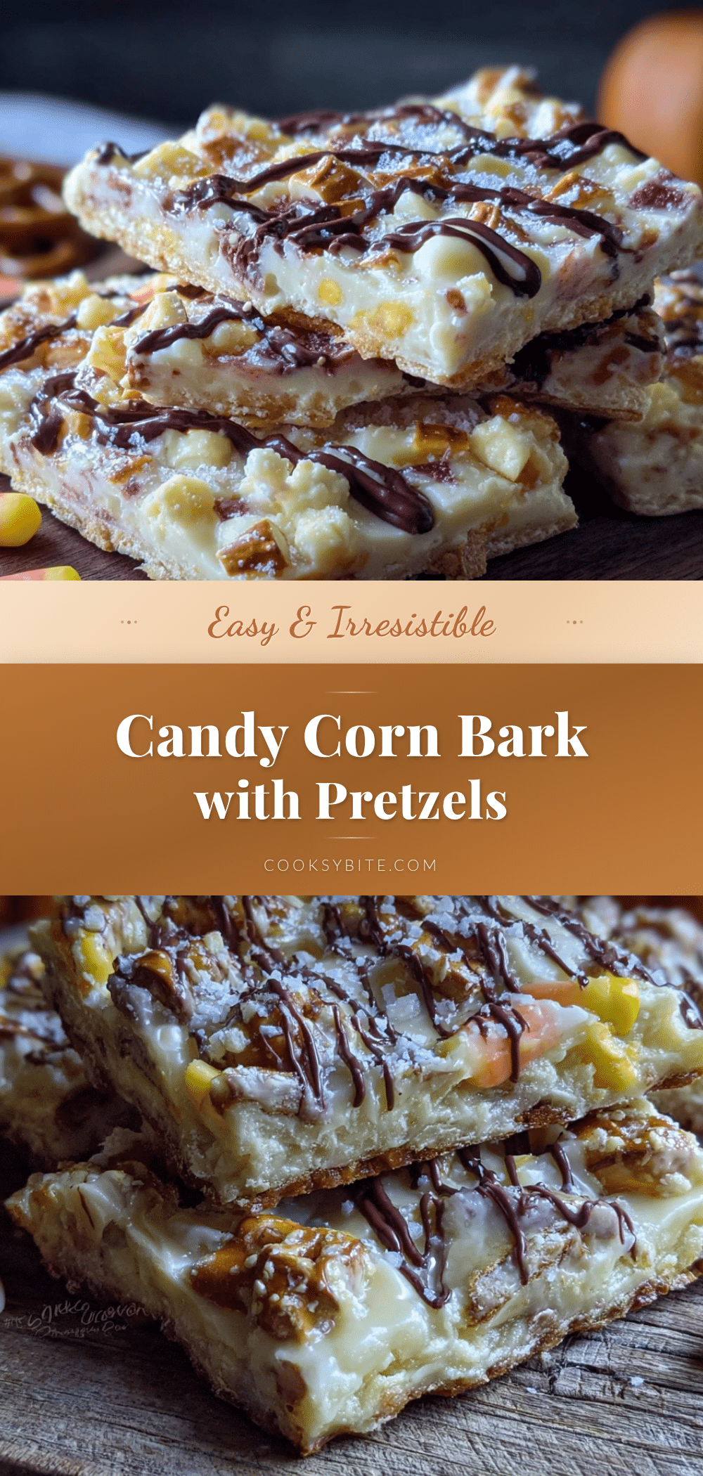 easy candy corn bark with pretzels recipe