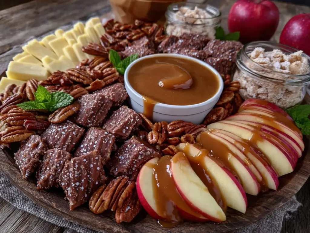 easy fall caramel apple charcuterie board - featured image