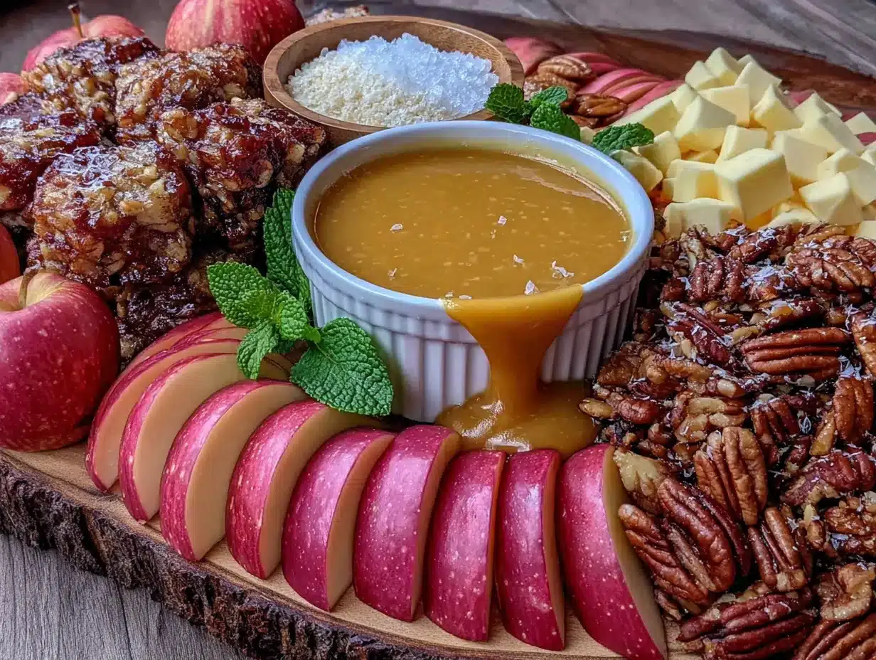 easy fall caramel apple charcuterie board preparation steps