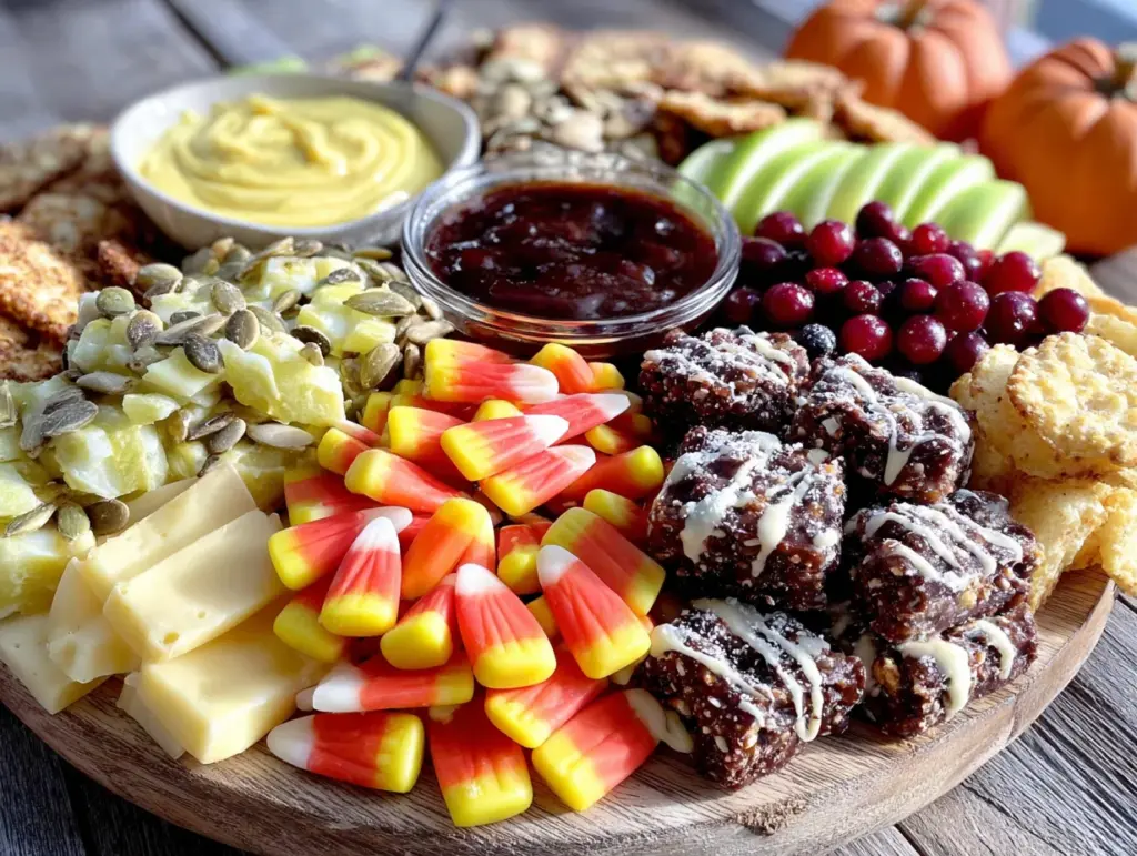 easy halloween charcuterie board with candy corn - featured image