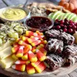 easy halloween charcuterie board with candy corn - featured image