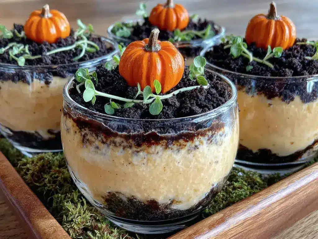 easy pumpkin dirt cups - featured image