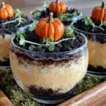 easy pumpkin dirt cups - featured image