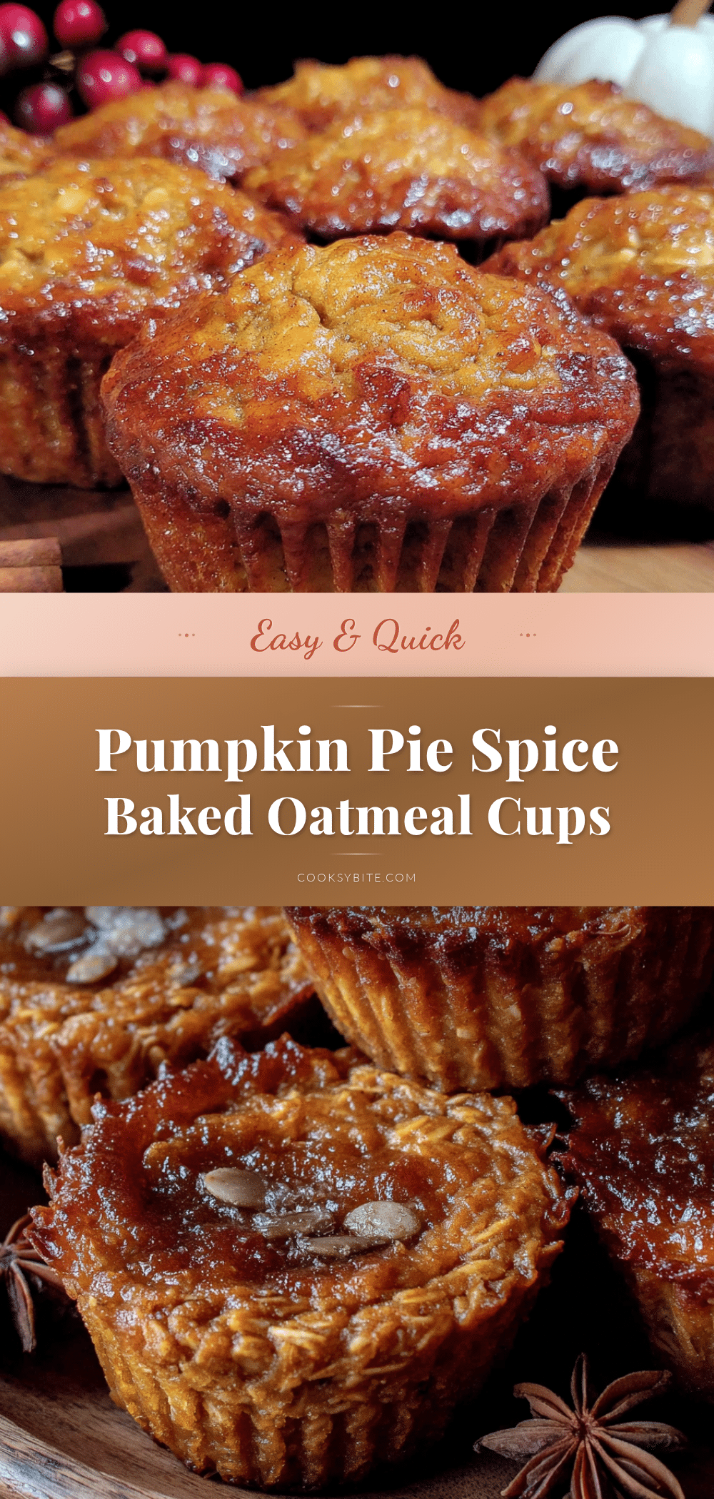 Easy Pumpkin Pie Spice Baked Oatmeal Cups recipe