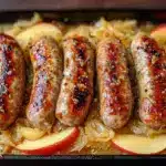 german bratwurst skillet with apples - featured image